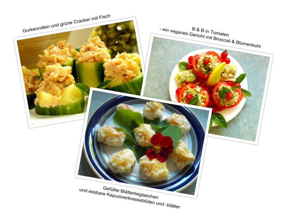 Herzhafte Fingerfood-Ideen mit Gurken, gefüllten Tomaten und Blätterteigtaschen
